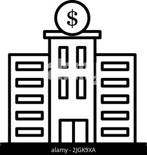 bank, building icon. Simple thin line, outline vector of Buildings icons for UI and UX, website or mobile application on dark blue gradient background Stock Vector