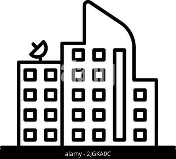 building icon. Simple thin line, outline vector of Buildings icons for UI and UX, website or mobile application on dark blue gradient background Stock Vector