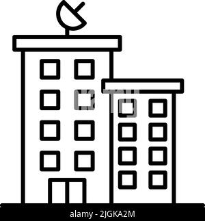 building icon. Simple thin line, outline vector of Buildings icons for UI and UX, website or mobile application on dark blue gradient background Stock Vector