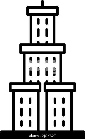 building icon. Simple thin line, outline vector of Buildings icons for UI and UX, website or mobile application on dark blue gradient background Stock Vector