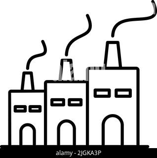 factory, building icon. Simple thin line, outline vector of Buildings icons for UI and UX, website or mobile application on dark blue gradient Stock Vector