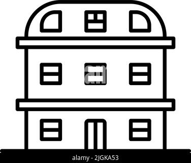 building icon. Simple thin line, outline vector of Buildings icons for UI and UX, website or mobile application on dark blue gradient background Stock Vector