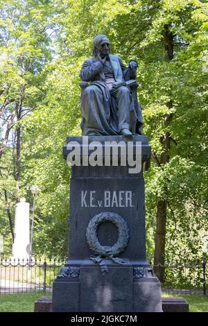 The statue of scientist and embryologist Karl Ernst von Baer in Tartu Park, Tartu, Estonia Europe Stock Photo