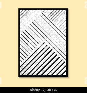 Black geometric drawings. Minimalist wall art. Simple line style. Vector illustration Stock Vector