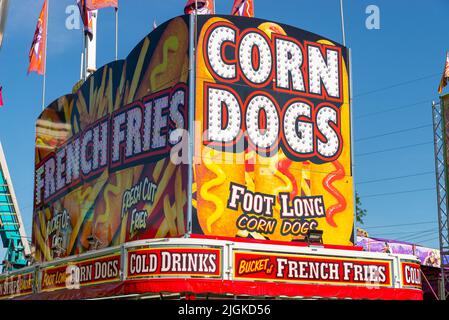 Generic carnival food vender at fair in small town. Stock Photo