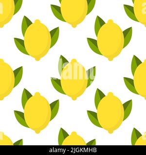 Fresh ripe yellow lemons seamless pattern. Stock Vector