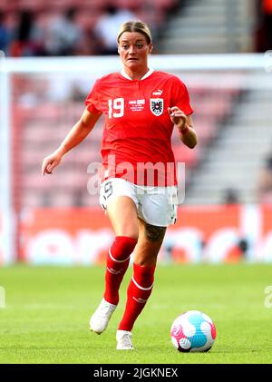 Austria's Verena Hanshaw during the UEFA Women's Euro 2022 Group A ...