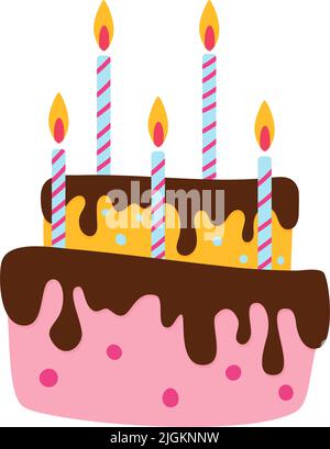Happy holiday baked cakes with candles Stock Vector