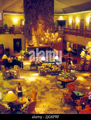 The main lounge at The Four Seasons The Lodge at Koele. Lanai, Hawaii. Stock Photo