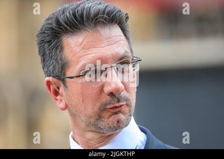 London, UK. 11th July, 2022. Steve Baker, Member of Parliament (MP) for Wycombe, and former Chair of the ERG, on College Green in Westminster this evening, commenting on the Conservative Party leadership contest and election process for the new Prime Minister, as well as on the imminent 1922 Committee announcement. Credit: Imageplotter/Alamy Live News Stock Photo