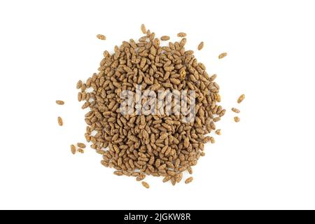 Pile of dry chocolate rice shaped flakes. Delicious cornflakes for dessert Stock Photo