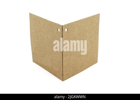 Blank carton paper card isolated on white background. Store sale empty etiquette Stock Photo