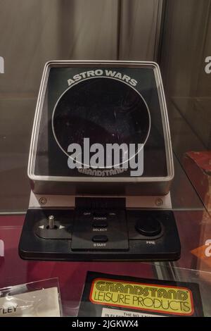 A Grandstand Astro Wars computer game console on display in a museum in the UK. Stock Photo