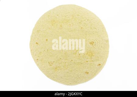 Flat empty tortilla wrap isolated on white background. Stock Photo