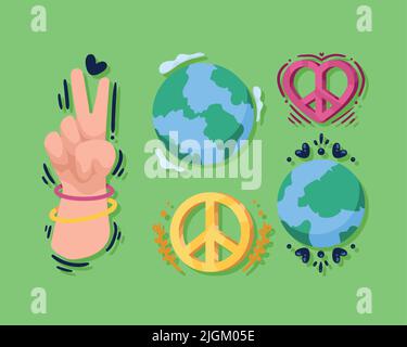 five world peace icons Stock Vector