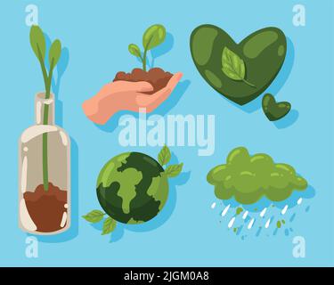 five eco friendly icons Stock Vector