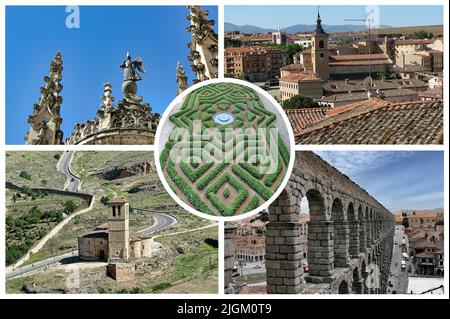 Segovia is a historic Spanish city Centuries of settlements have led to a rich architectural heritage,including medieval walls and Romanesque churches Stock Photo