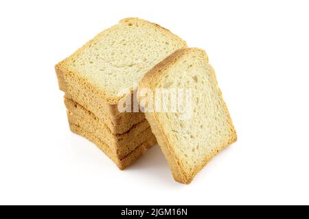 Stack of bread toasts isolated on white background Stock Photo