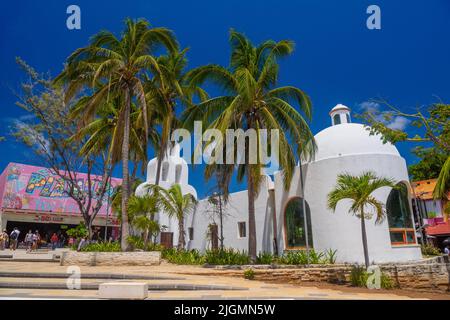 Chapel of our lady white curch in Playa del Carmen, Quintana Roo, Yukatan, Mexico. Stock Photo