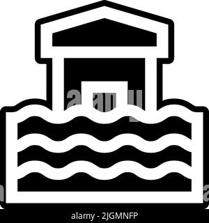 house earthquake accident insurance glyph icon vector illustration ...