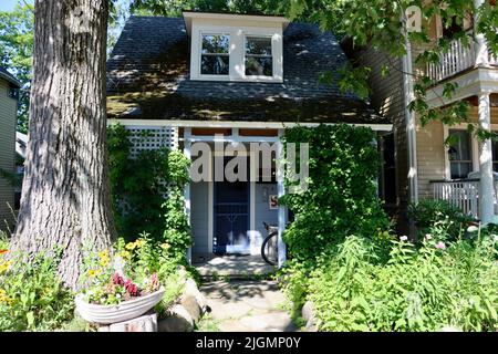 One of the smallest houses at Chautauqua Institution area in northern New York State. Stock Photo