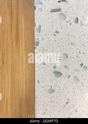 Modern interior design background with wood and terrazzo stone Stock Photo