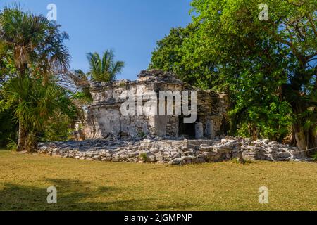 Playacar Mayan ruins in the forest park in Playa del Carmen, Yucatan, Mexico. Stock Photo