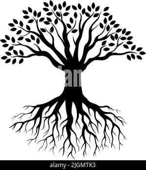 Tree silhouette isolated on white background vector Stock Vector Image ...