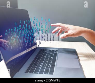 People are using computer decoding binary 010101 programmers to develop the technology industry from the ground up. Stock Photo