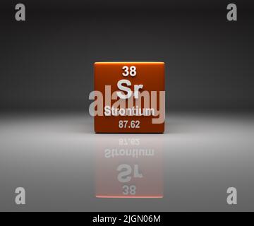 Cube with Strontium number 38 periodic table Stock Photo - Alamy