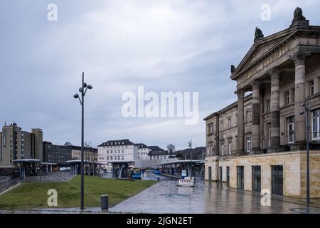 Architectural detail of the Wuppertal Hauptbahnhof, main railway station in the city of Wuppertal in the German state of North Rhine-Westphalia Stock Photo