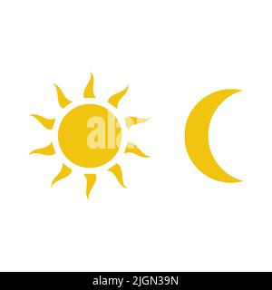 Moon and sun icon vector isolated on white background Stock Vector