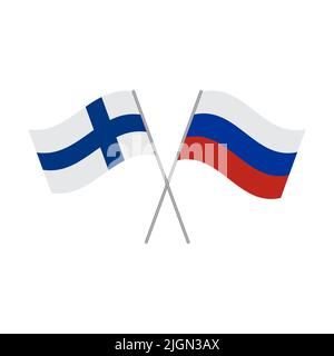 Finnish and Russian flags vector isolated on white background Stock Vector