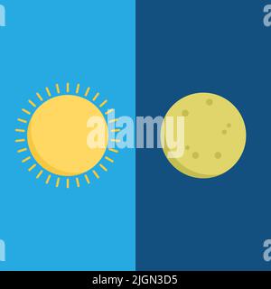 Day and night vector, sun and moon Stock Vector