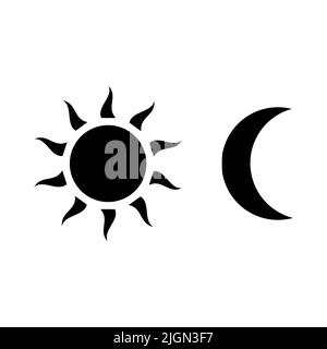 Moon and sun icon vector isolated on white background. Day and night Stock Vector