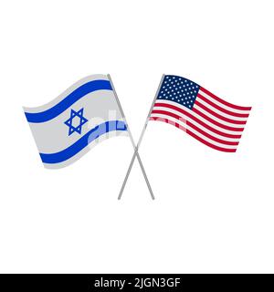 Israel and United States flags vector icon isolated on white background Stock Vector