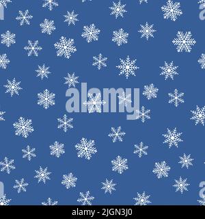 Seamless pattern with snowflakes on a blue background Stock Vector