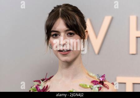 New York, USA. 11th July, 2022. Daisy Edgar-Jones wearing dress by Gucci attends premiere of the movie 'Where The Crawdads Sing' at Museum of Modern Art in New York on July 11, 2022. (Photo by Lev Radin/Sipa USA) Credit: Sipa USA/Alamy Live News Stock Photo