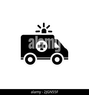 Ambulance Car Glyph Vector Icon. Isolated on the White Background Stock Vector