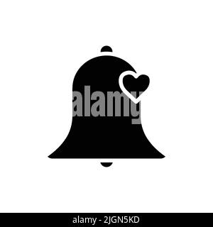 Bell icon with heart. Icon related to wedding. Solid icon style, glyph. Simple design editable Stock Vector
