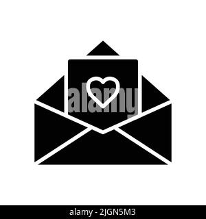 Open envelope icon with heart. Icon related to wedding. Solid icon style, glyph. Simple design editable Stock Vector