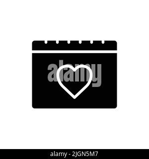 Calendar icon with heart. Icon related to wedding. Solid icon style, glyph. Simple design editable Stock Vector