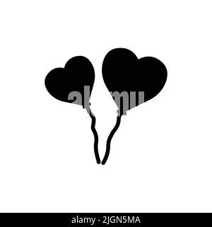 heart balloon icon. Icon related to party. Solid icon style, glyph. Simple design editable Stock Vector