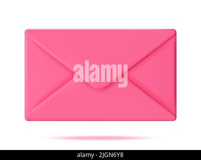 3D Pink Closed Mail Envelope Isolated Stock Vector