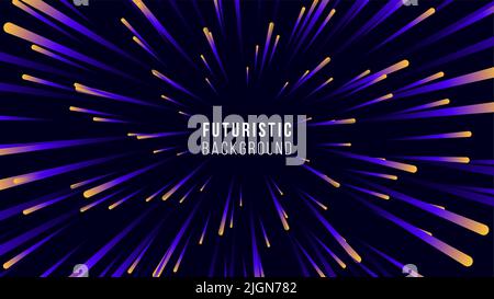 Abstract futuristic technology background with colorful radial dynamic lines ray on dark blue background. Stock Vector