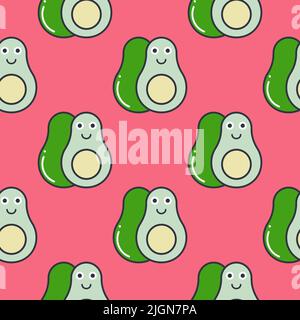 Funny cute avocado vector seamless pattern Stock Vector