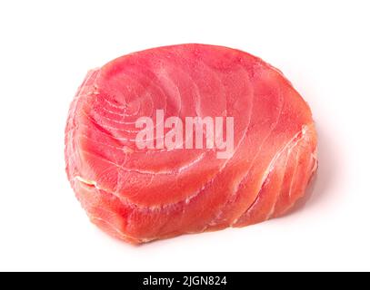fresh raw tuna steak isolated on white background Stock Photo