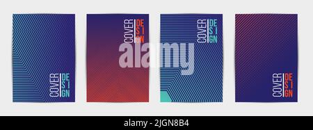 Minimal cover design template set with abstract lines modern color gradient on background for cover design, decoration presentation, brochure, catalog Stock Vector
