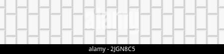 White vertical rectangle tile texture. Ceramic or brick wall seamless pattern. Kitchen backsplash or bathroom floor horizontal background. Interior or exterior surface. Vector flat illustration Stock Vector