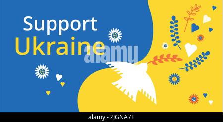 Support Ukraine banner vector flat minimal style Stock Vector